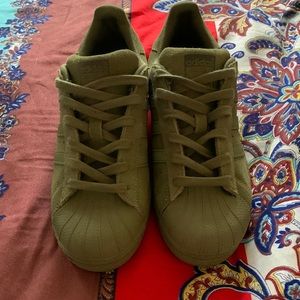 Adidas Superstar Olive Green Suede